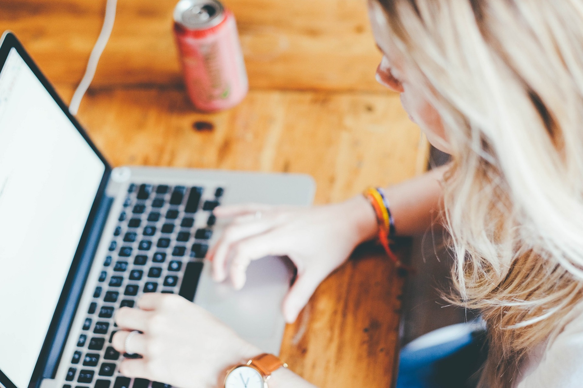 Woman working on a laptop