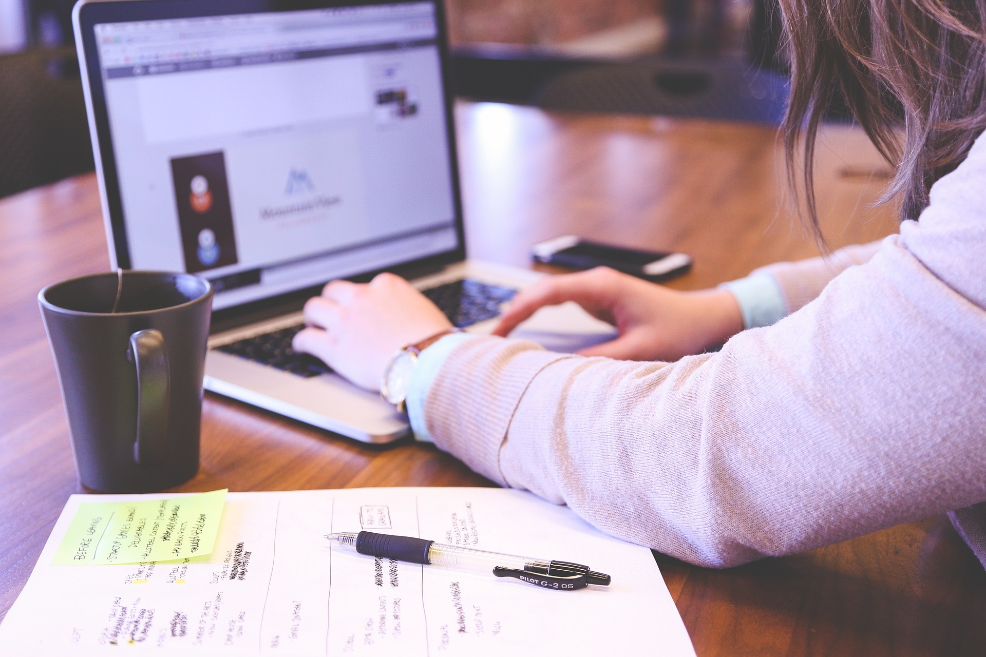 Woman working on a website