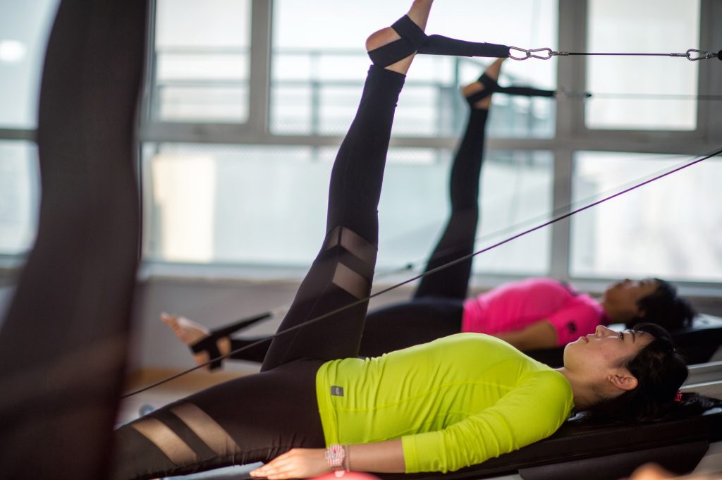 Woman in pilates class