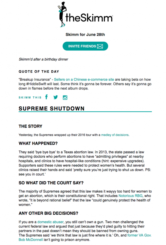 The Skimm email