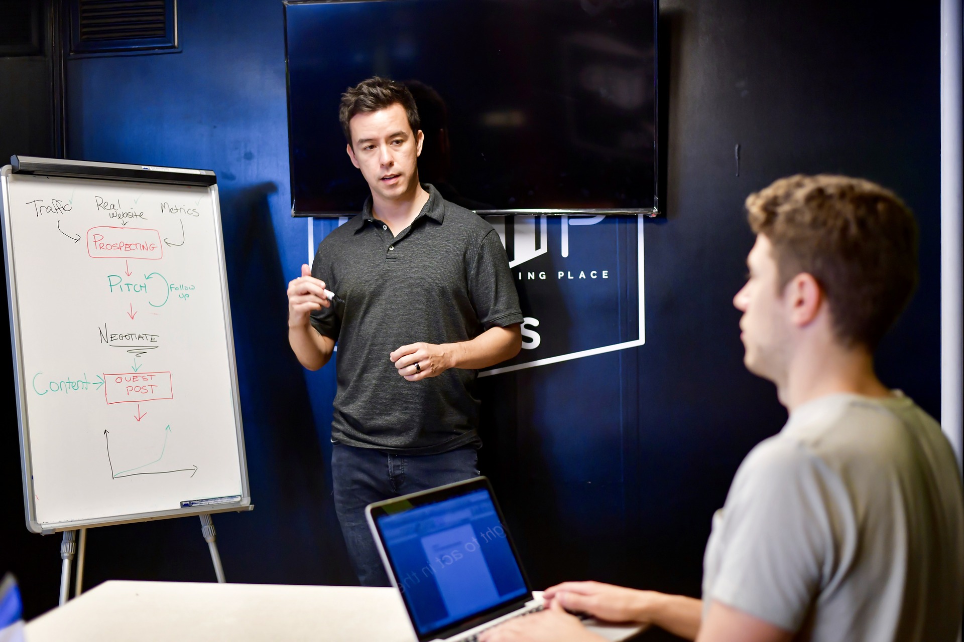 Two men in a meeting