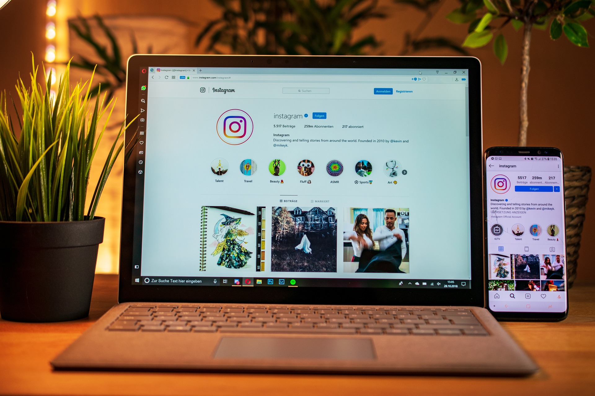 Instagram on a laptop