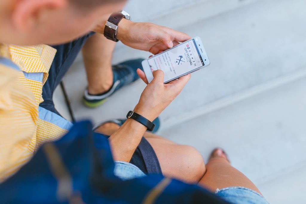 Person looking at mobile phone