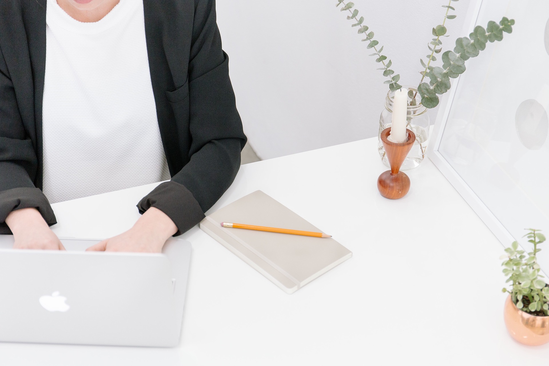 Woman working on a laptop